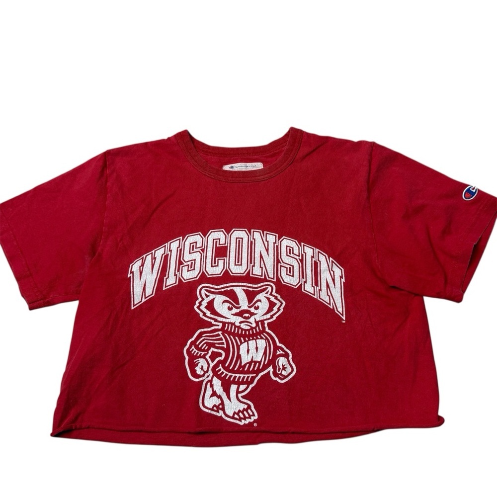 Champion Wisconsin Badgers shirt cropped tee